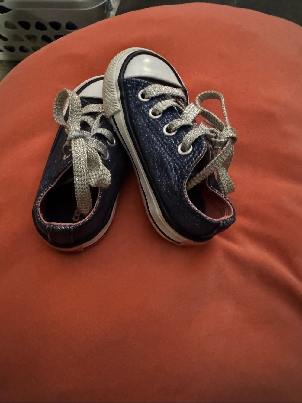 Converse Kids Navy Canvas Sneakers with Silver Laces